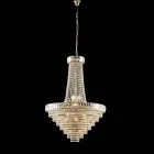 Iron and Gold Chandelier with Rhinestones Made in Italy for Interior Decor - Kiev Viadurini