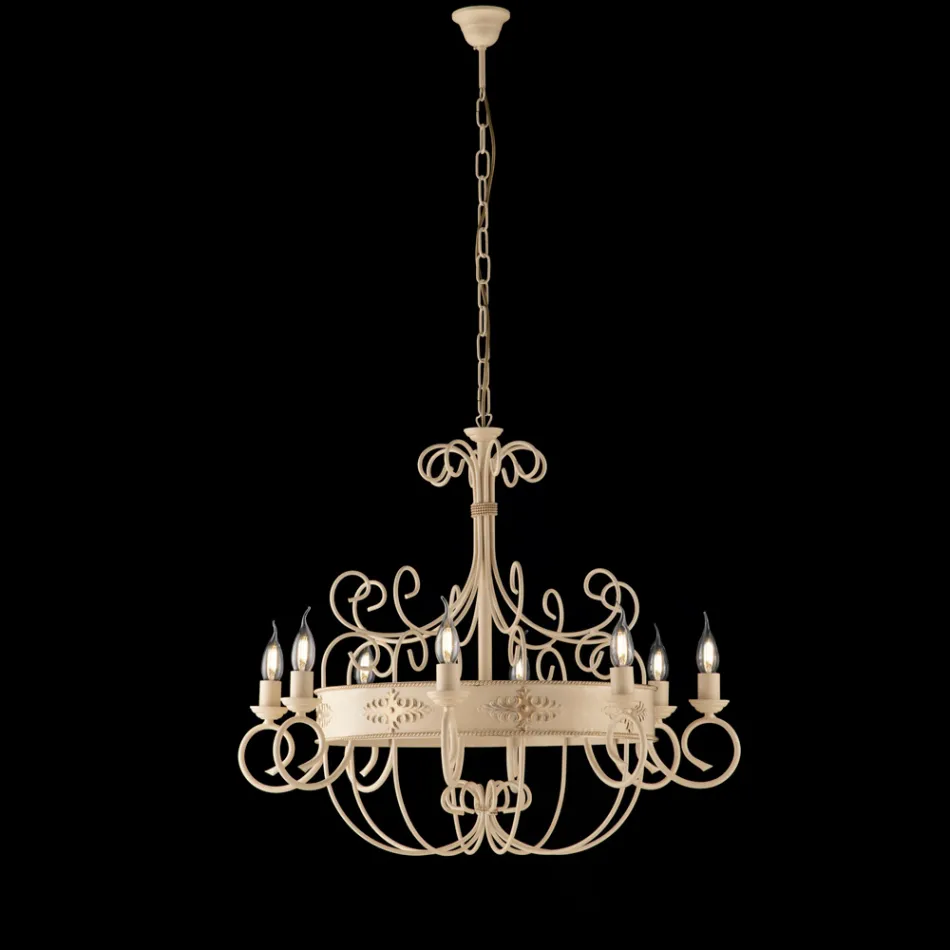 Lacquered and Rusted Iron Chandelier Made in Italy for Interior Decor - Texas Viadurini