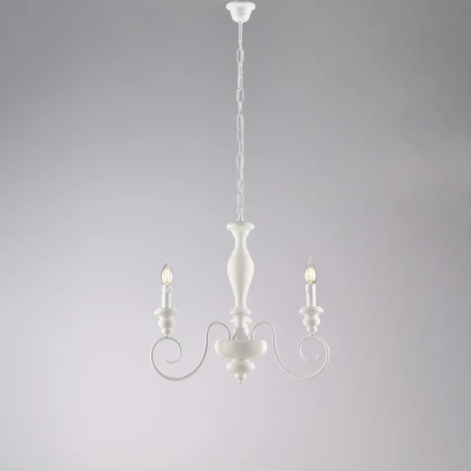 Italian-Made Wood and Lacquered Iron Chandelier for Interior Decor - Tuscany Viadurini