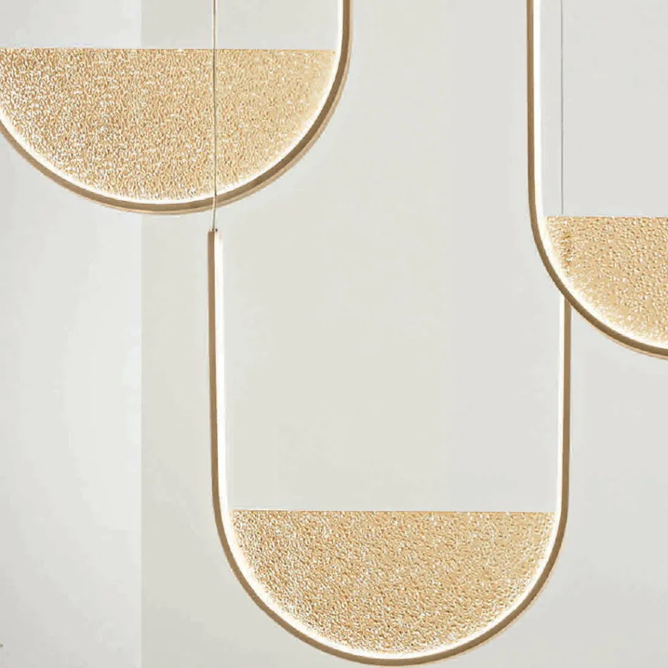 Metal Chandelier with Removable Insert in Granulated Glass - Catalpa Viadurini