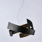 Asteroide: A black metal and glass chandelier for modern spaces. Viadurini