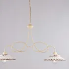 White Ceramic Metal Chandelier with 2 Lights for Indoor Use - Polaris Viadurini