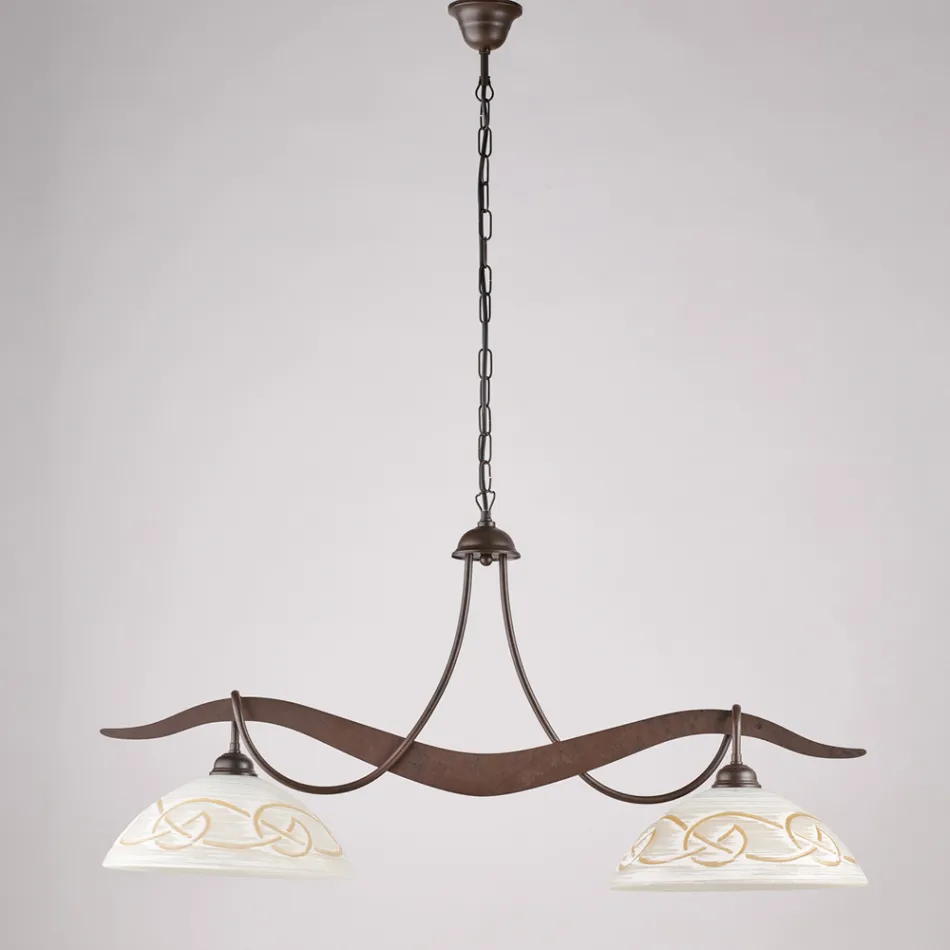 2-Light Glass Metal Chandelier for Interior Lighting - Musca Viadurini