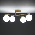 Chandelier in Metallic Gold Metal and 4 White Glass Spheres - Venice