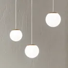 Gold Painted Metal Chandelier with 3 LEDs and Optional Glass - Beech Viadurini