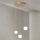 Gold Painted Metal Chandelier with 3 LEDs and Optional Glass - Beech Viadurini