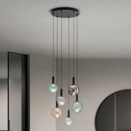 Blown Glass Chandelier Colored and with Balloton Decoration - Fairy Viadurini