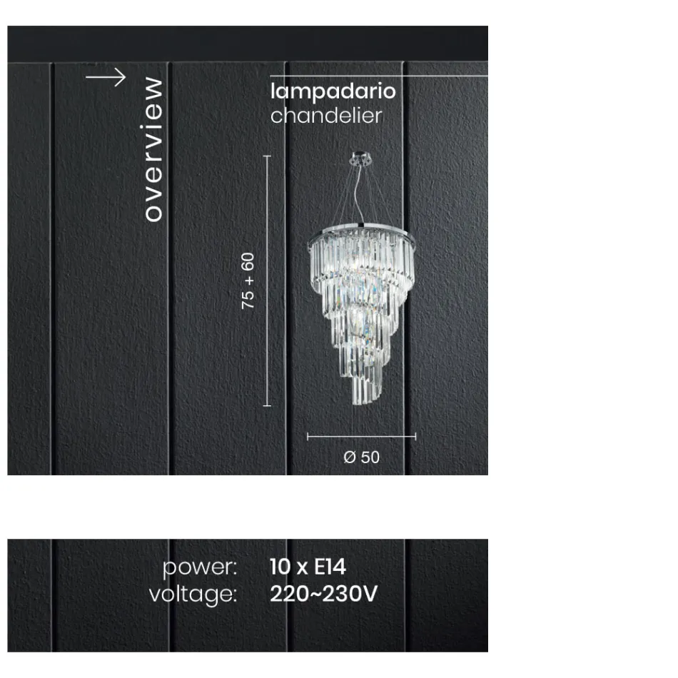 Classic Luxury Chandelier in Chromed Metal and Cut Crystal - Lambert Viadurini