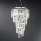 Classic Luxury Chandelier in Chromed Metal and Cut Crystal - Lambert Viadurini