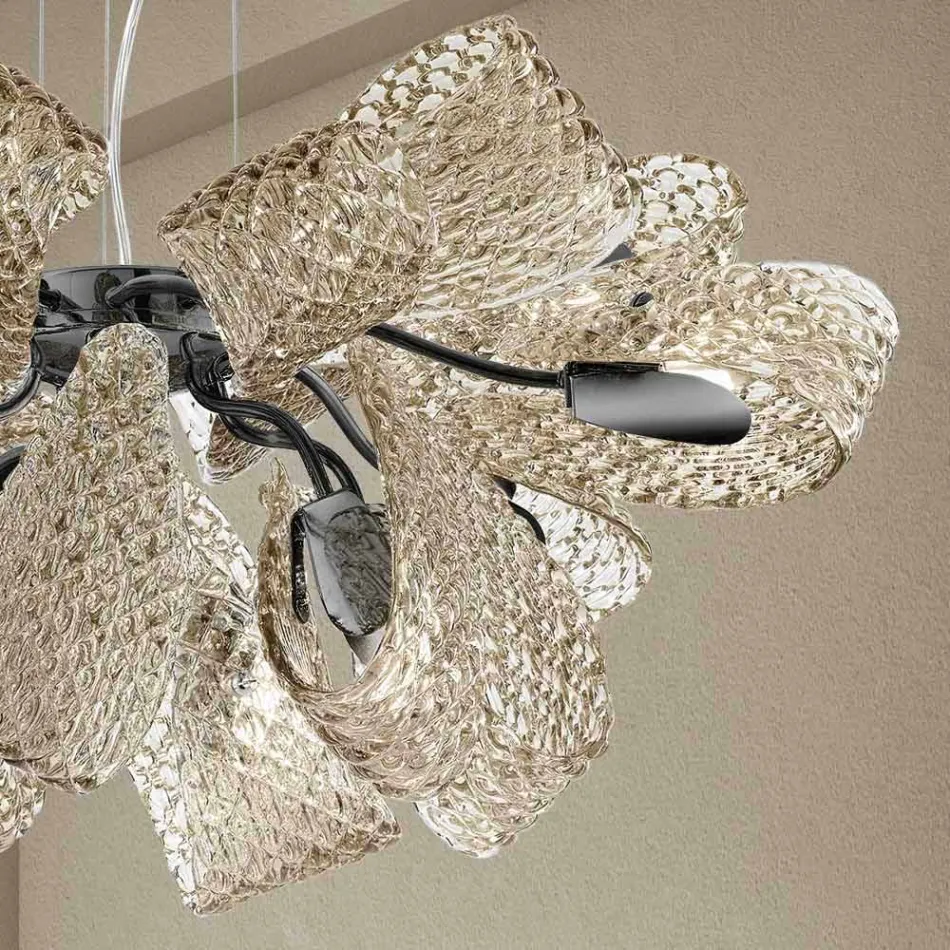 Modern Chandelier with 12 Lights in Venice Glass, Made in Italy - Diamonique Viadurini
