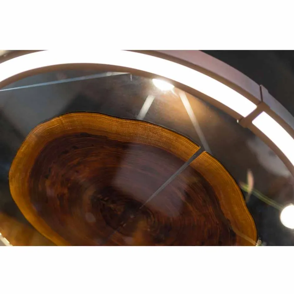 Modern Steel and Glass Chandelier with Wood Insert Made in Italy - Seoul Viadurini