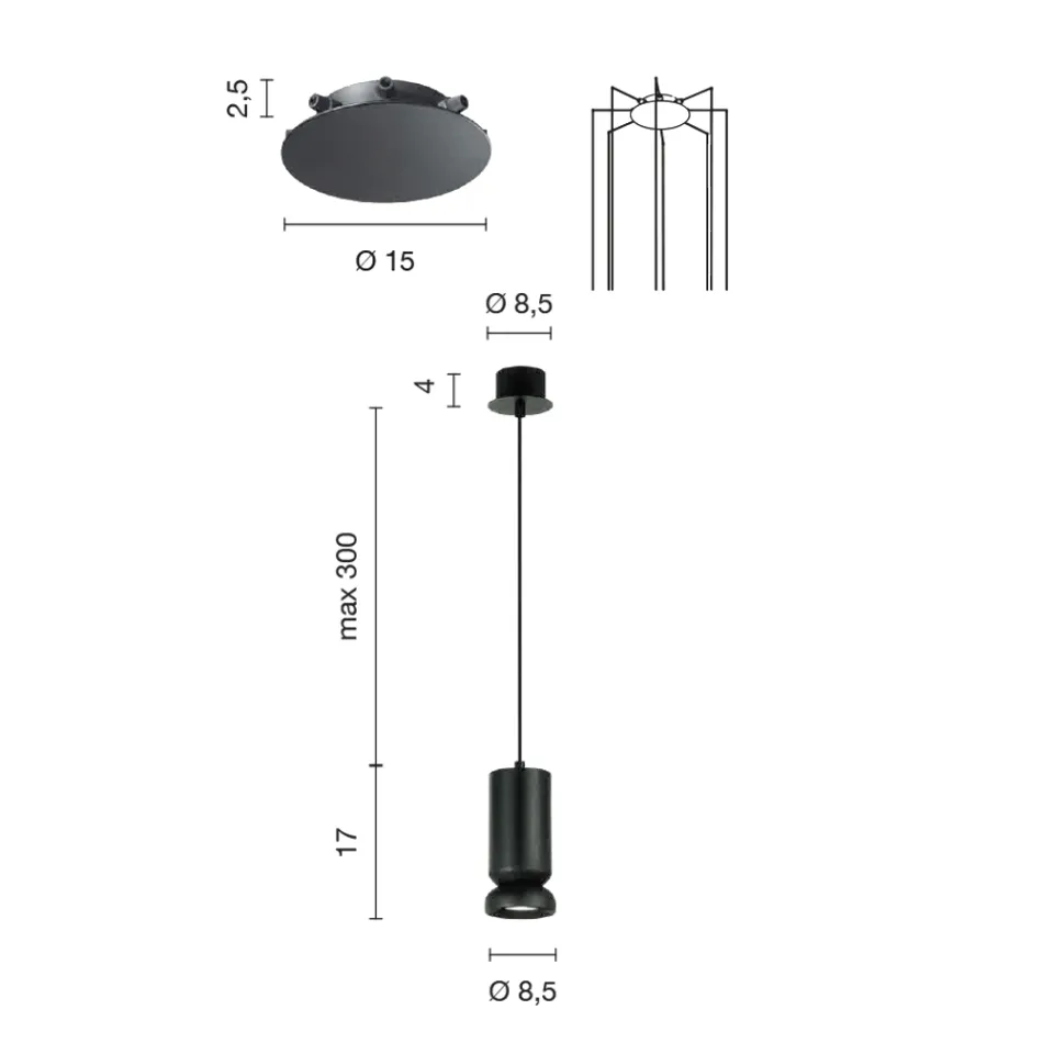 Modern Chandelier in Powder Coated Aluminium and Adjustable Cable - Buxus Viadurini