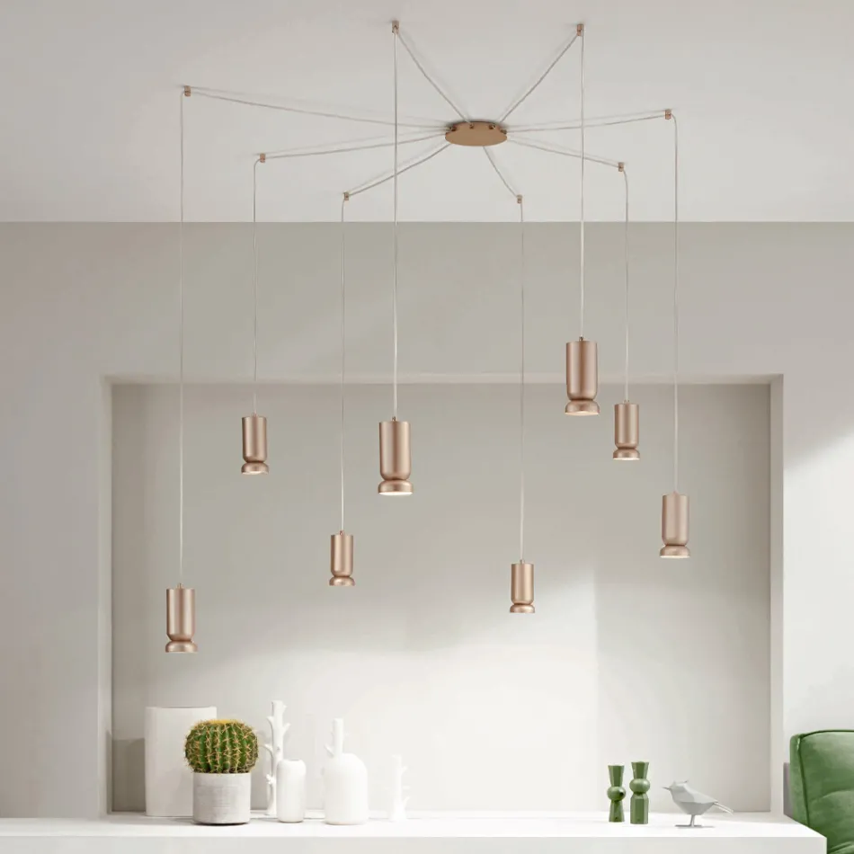 Modern Chandelier in Powder Coated Aluminium and Adjustable Cable - Buxus Viadurini