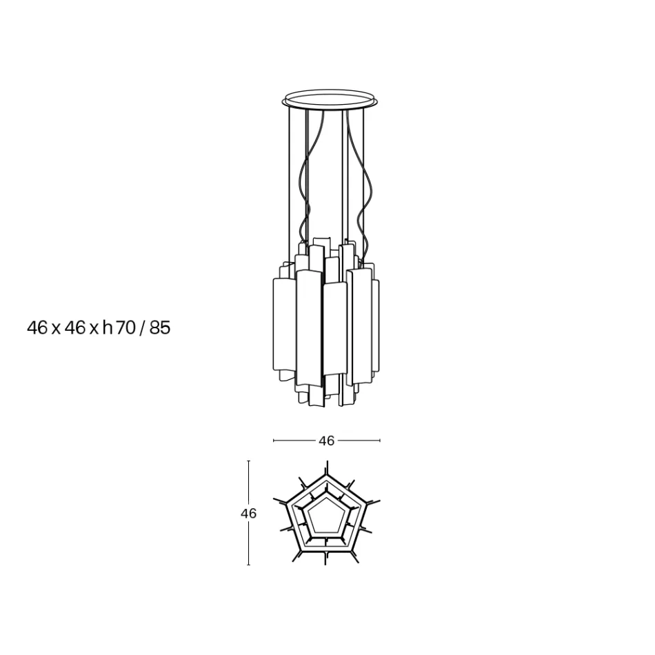 Velis - Elegantly Designed Modern Fused Glass Chandelier Made in Italy Viadurini
