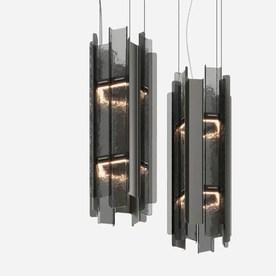 Velis - Elegantly Designed Modern Fused Glass Chandelier Made in Italy Viadurini