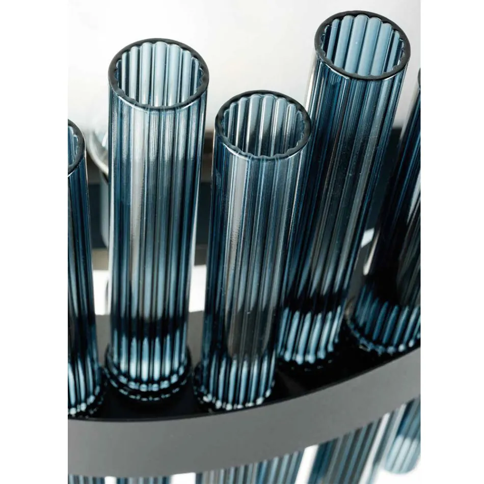 Modern Blown Glass and Metal Chandelier Italian Craftsmanship - Maesta Viadurini