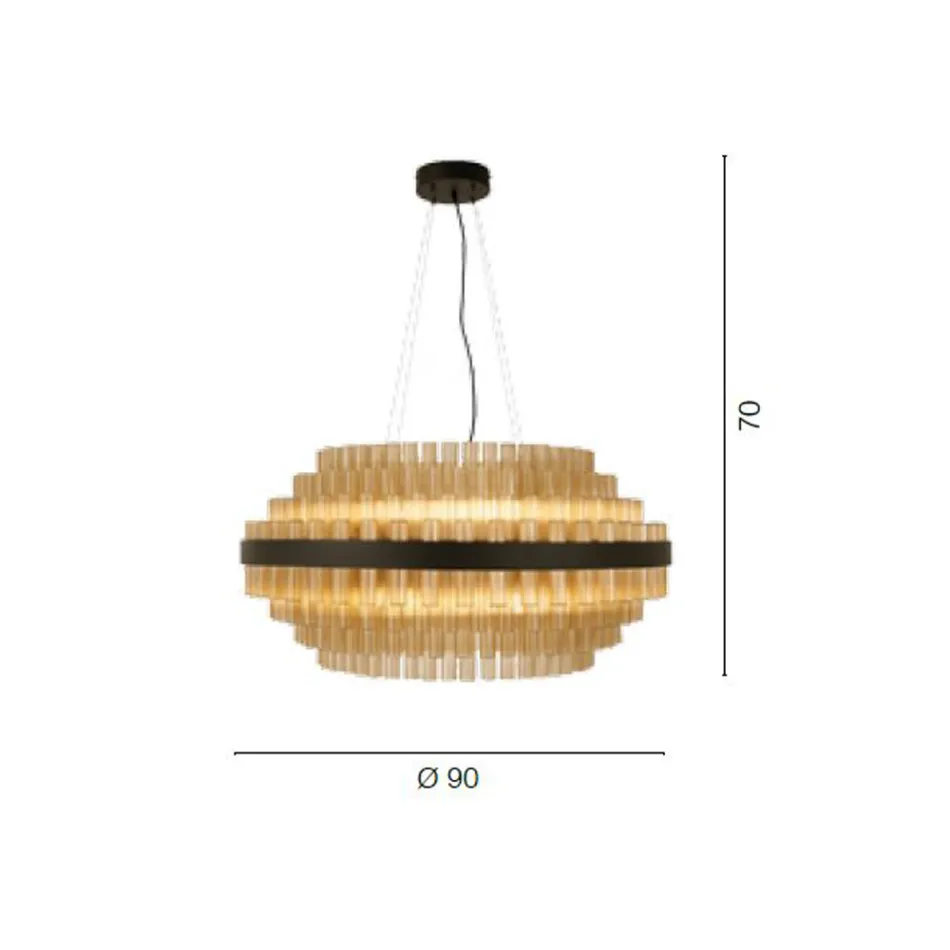 Modern Blown Glass and Metal Chandelier Italian Craftsmanship - Maesta Viadurini