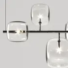 Horizontal Chandelier in Metal and Transparent Pyrex Glass - Iperspazio Viadurini