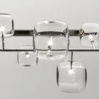 Horizontal Chandelier in Metal and Transparent Pyrex Glass - Iperspazio Viadurini