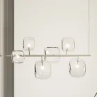 Horizontal Chandelier in Metal and Transparent Pyrex Glass - Iperspazio Viadurini