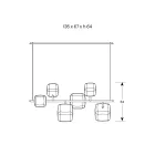 Horizontal Chandelier in Metal and Transparent Pyrex Glass - Iperspazio Viadurini