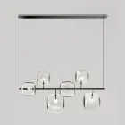 Horizontal Chandelier in Metal and Transparent Pyrex Glass - Iperspazio Viadurini