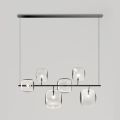 Horizontal Chandelier in Metal and Transparent Pyrex Glass - Iperspazio