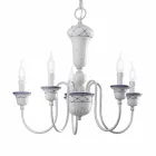 5 Lights Lounge Chandelier in Hand Painted Ceramic and Brass - Sanremo Viadurini