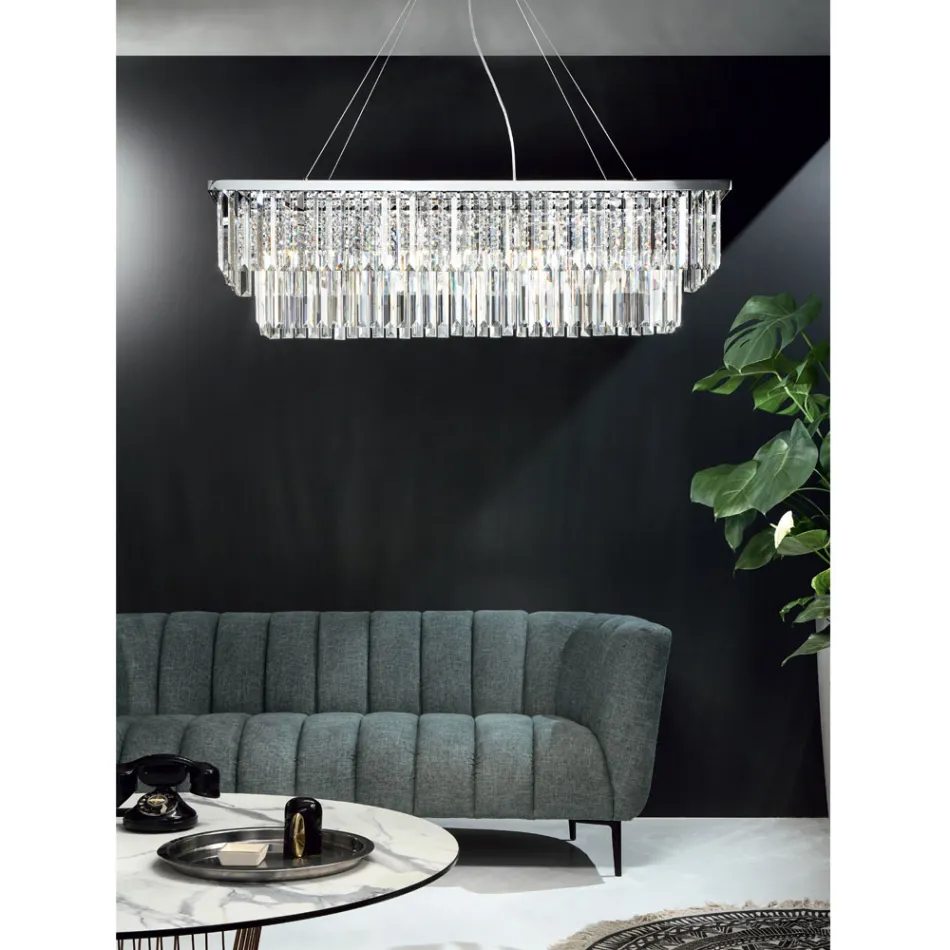 Classic Suspended Chandelier Metal and Luxury Cut Crystal - Mirielle Viadurini