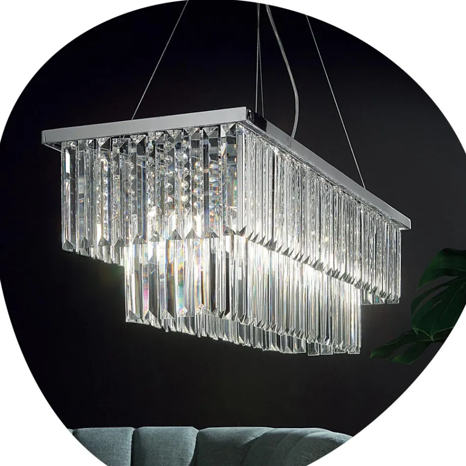 Classic Suspended Chandelier Metal and Luxury Cut Crystal - Mirielle Viadurini