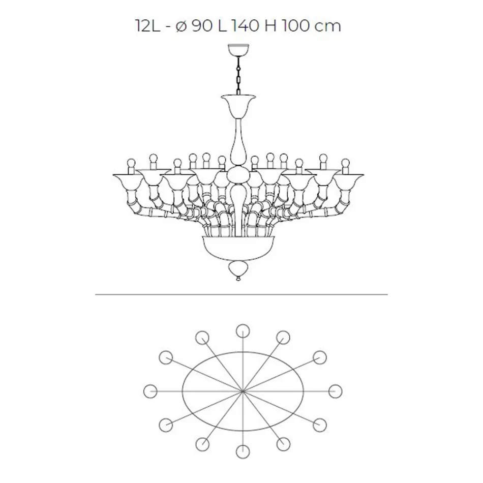 Classic Style Chandelier in Hand Blown Venetian Glass - Vanity Viadurini