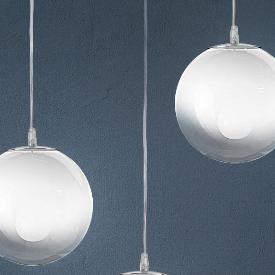 Isotta Four-Light Linear Bar Chandelier in White Glass Made in Italy Viadurini