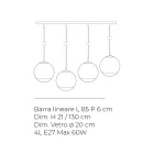 Isotta Four-Light Linear Bar Chandelier in White Glass Made in Italy Viadurini