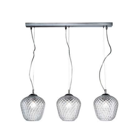 Three-Light Linear Bar Chandelier in Venetian Glass Made in Italy - Elisia Viadurini