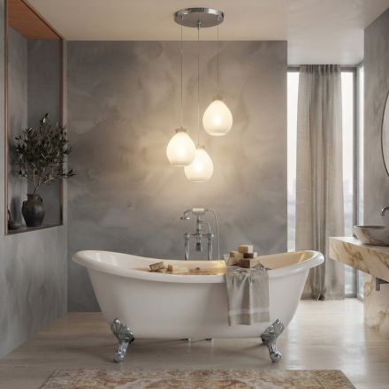 Three-Light Chandelier on a Round Base in Cased Glass Made in Italy - Iride Viadurini
