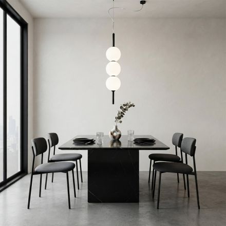 Lumira - Three-Light Vertical Chandelier in Cased Glass Made in Italy Viadurini