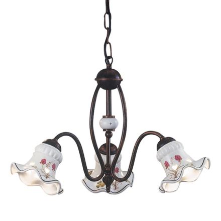 Vintage Chandelier 3 or 5 Lights in Iron and Hand-Decorated Ceramic - Chieti Viadurini