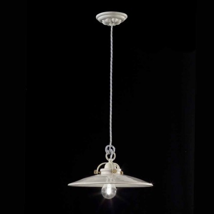 Industrial vintage chandelier in glossy ceramic Gloria Ferroluce Viadurini