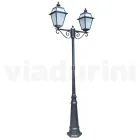 Lamppost 2 Lights Vintage Style in Aluminium and Glass Made in Italy - Vivian Viadurini