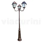 Lamppost 3 Lights Vintage Style in Aluminium and Glass Made in Italy - Doroty Viadurini