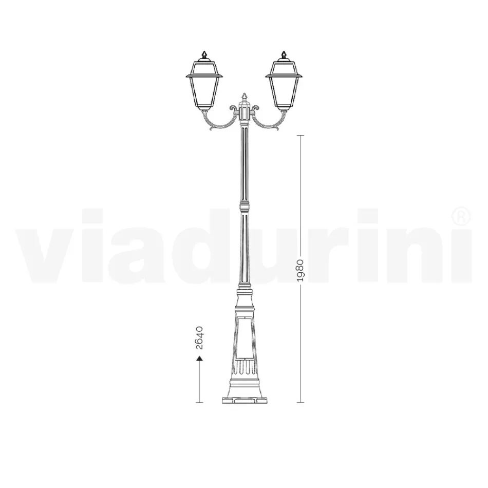 Lamppost 3 Lights Vintage Style in Aluminium and Glass Made in Italy - Doroty Viadurini