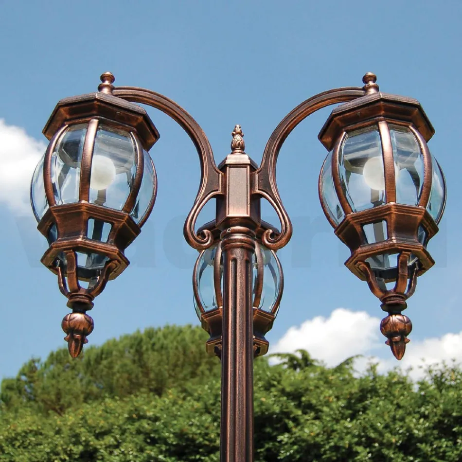 Lamppost 3 Lights Vintage Style in Aluminium Made in Italy - Leona Viadurini