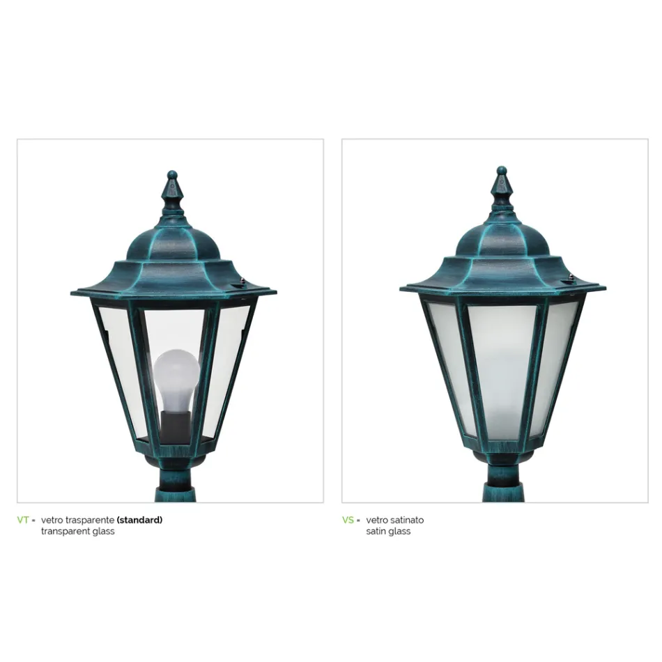 Lamppost 2 Lights in Aluminium and Glass Made in Italy Vintage - Janira Viadurini