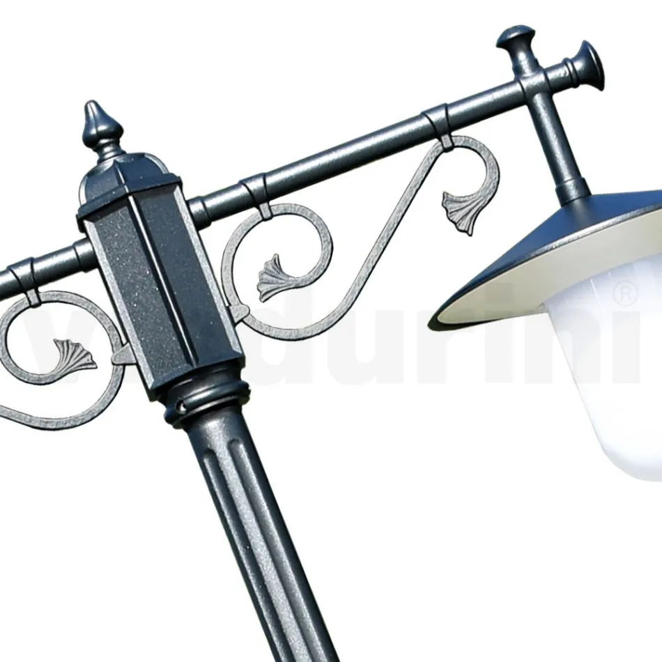 Lamppost 2 Lights Vintage Style in Grey Aluminium Made in Italy - Belen Viadurini