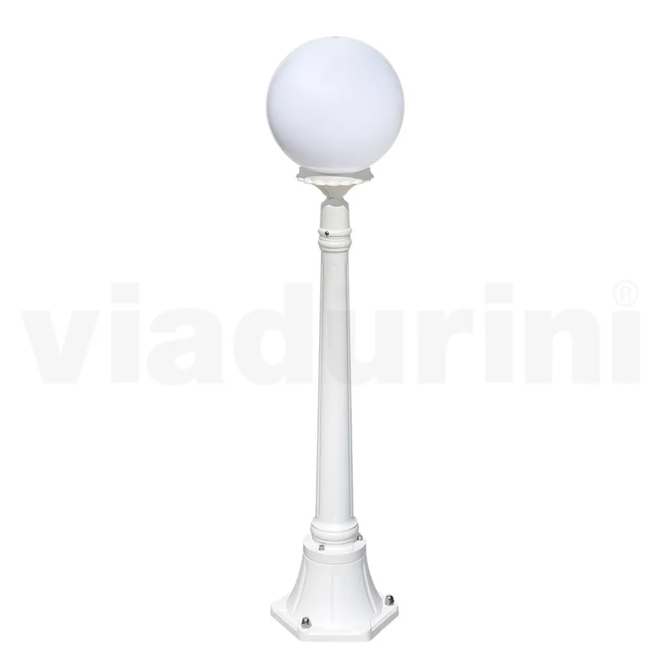 110 cm tall street lamp in white acrylic and aluminium made in Italy - Trovabianco Viadurini