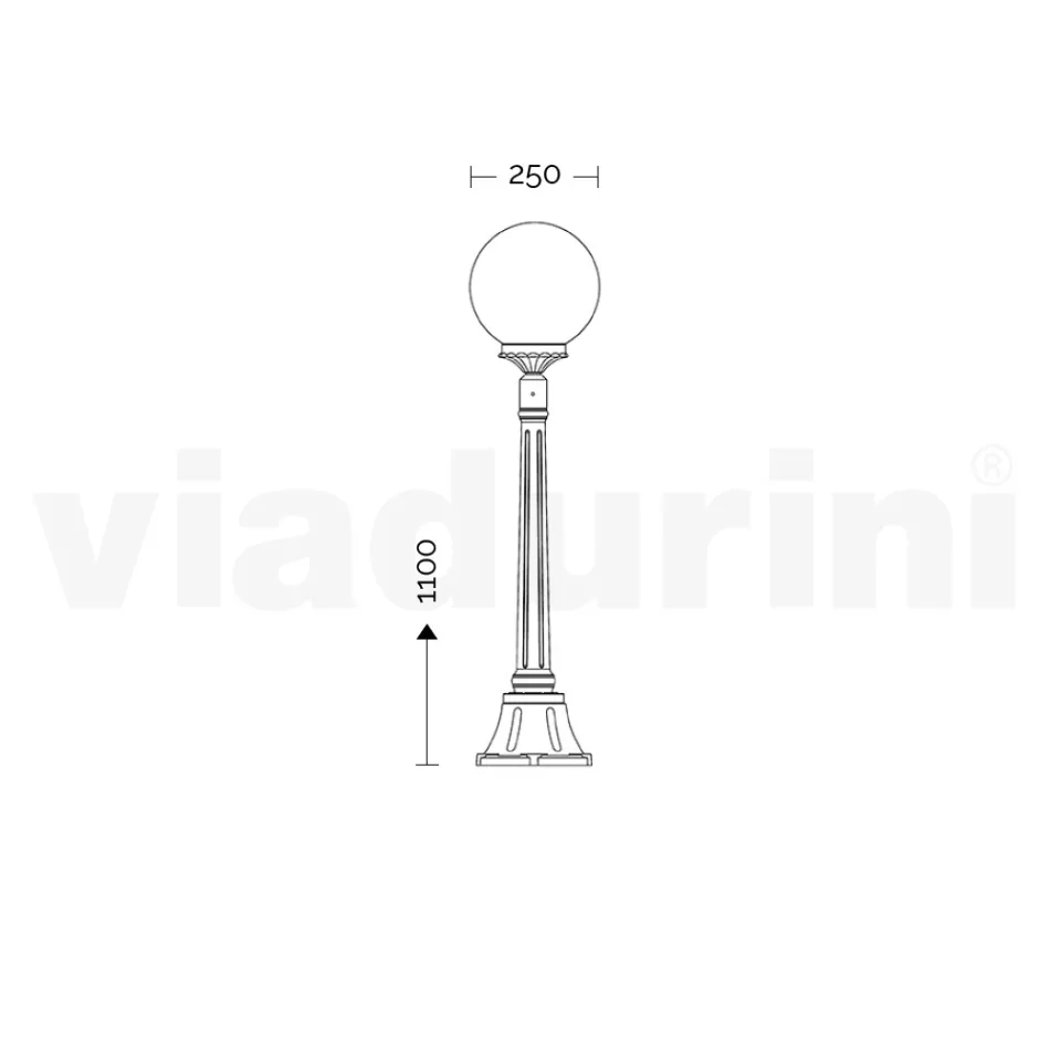 110 cm tall street lamp in white acrylic and aluminium made in Italy - Trovabianco Viadurini