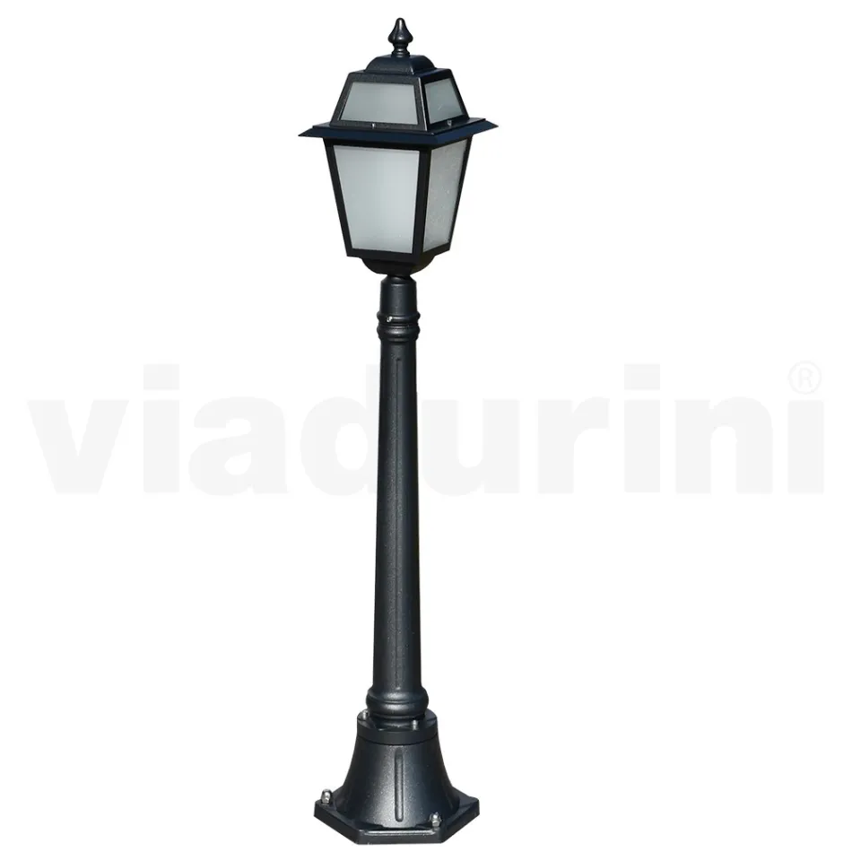 116 cm tall garden lamp in Anthracite Aluminium and Sandblasted Glass - Elric Viadurini