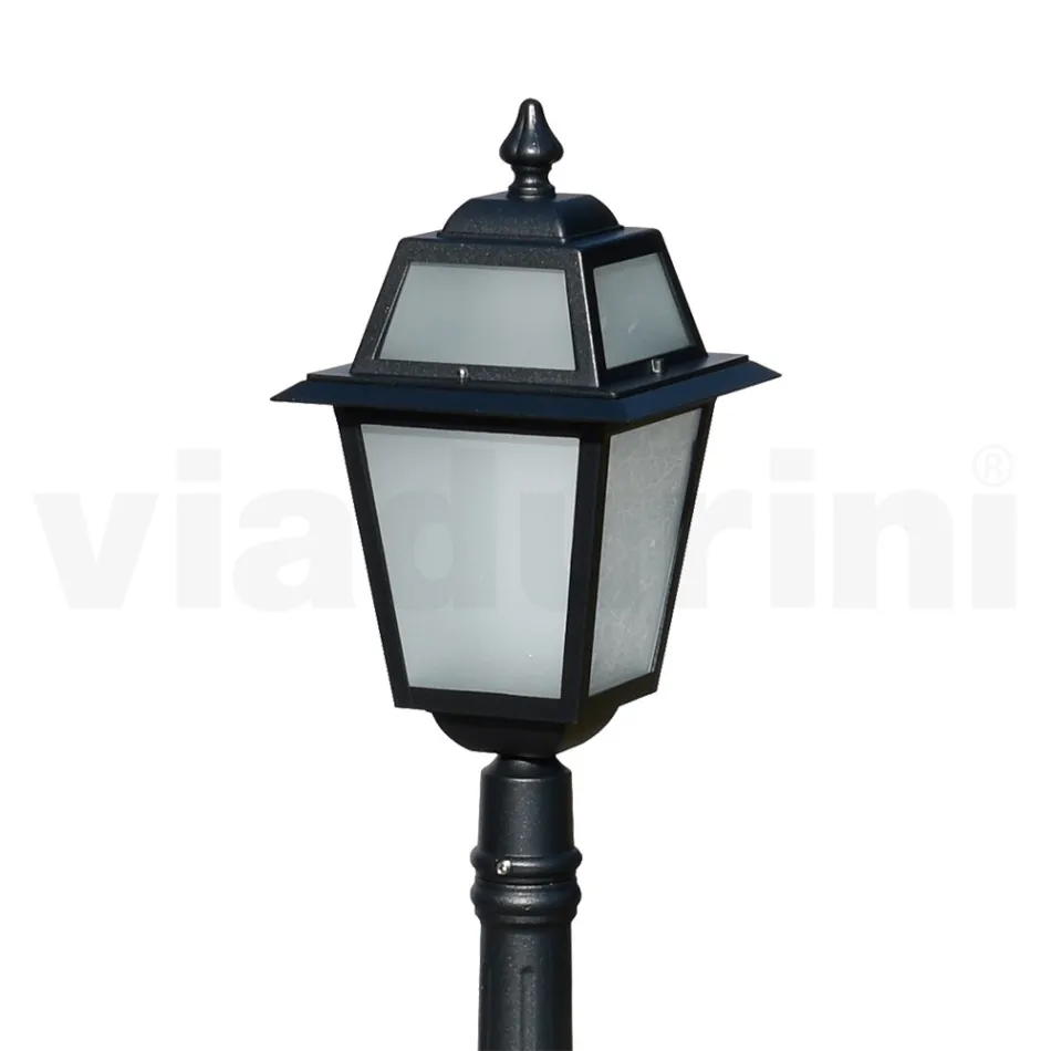 116 cm tall garden lamp in Anthracite Aluminium and Sandblasted Glass - Elric Viadurini