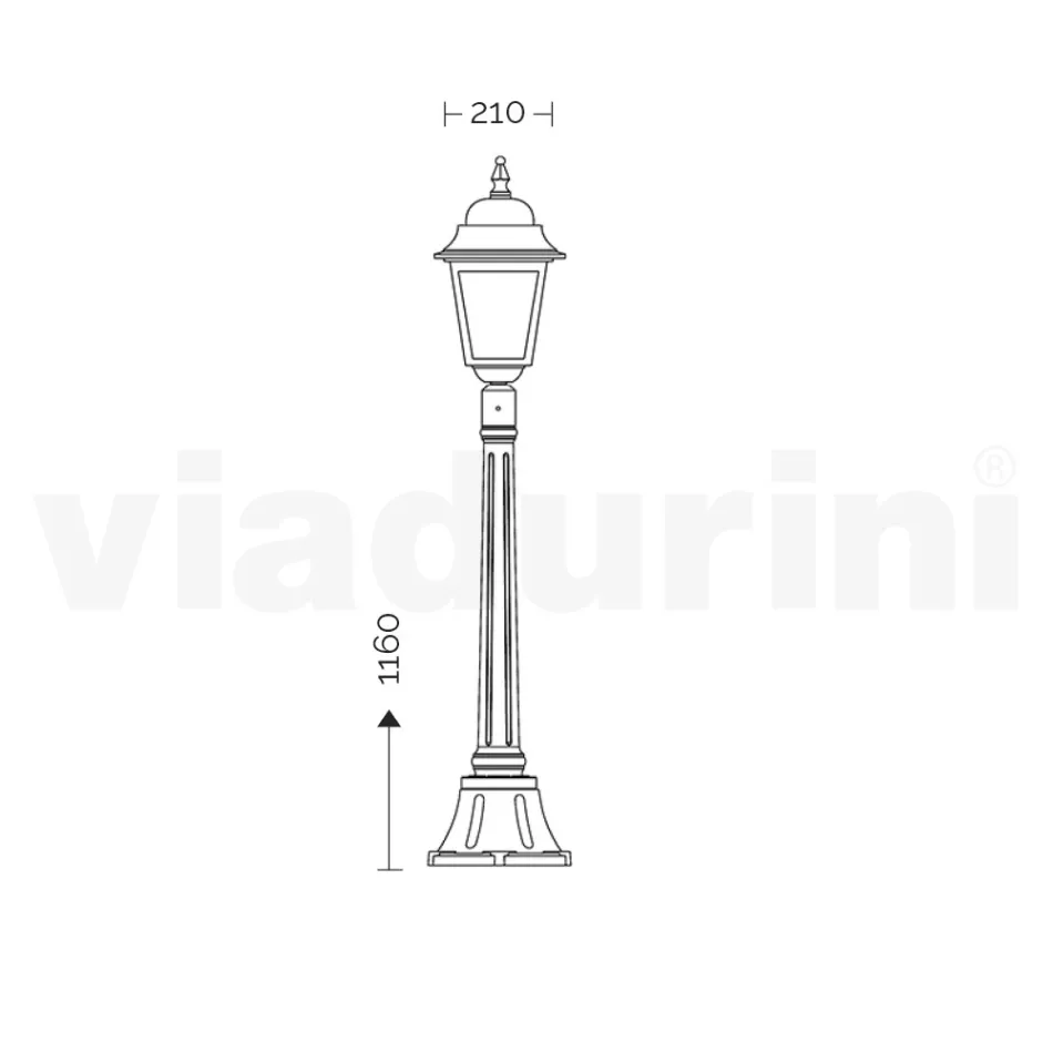 116 cm tall street lamp in Anthracite Glass and Aluminium Made in Italy - Scintilla Viadurini