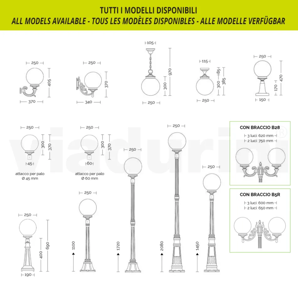145 cm high street lamp in Acrylic and Anthracite Aluminium Made in Italy - Trovaantracite Viadurini